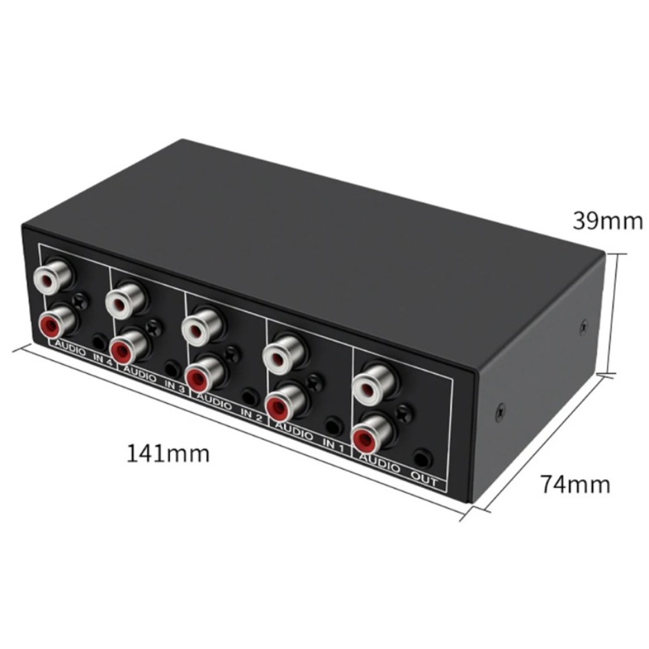 RCA AUX Äänenvaihtaja 4 in 1 - Passiivinen Stereo Äänenvaihtaja Box 3.5mm