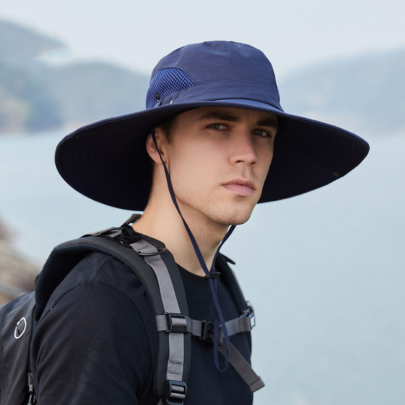 Fiskarmössa sommar stor brätte hatt män kvinnor bucket hat manlig utomhus andningsbar vattentät solskydd fiskehattar resor