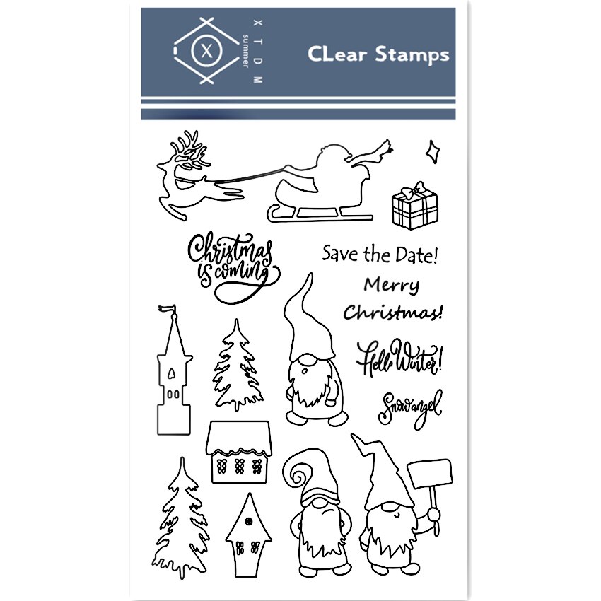 11x16CM noir arbre transparent joint clair timbres silicone joint rouleau timbres album à faire soi-même album/carte production pâques: Christmas elfs