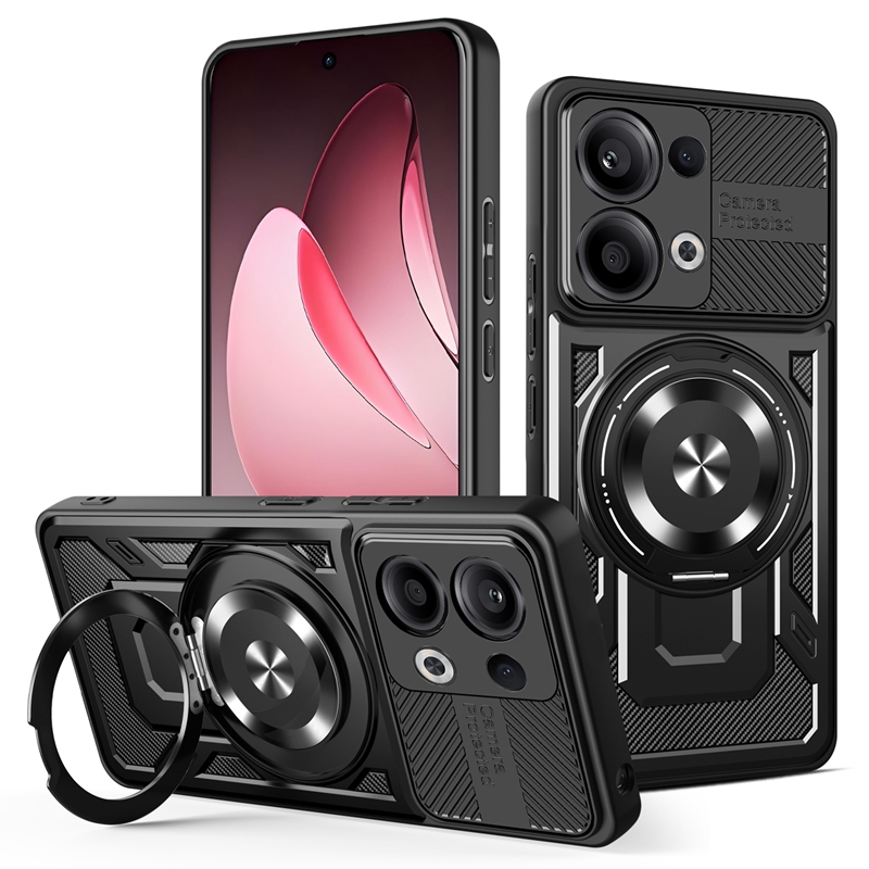 Funda de anillo con soporte magnético de armadura de lujo para OPPO Reno 13 Pro Reno13 13F 13 F Reno13F 5G Magsafe cubierta de carga inalámbrica: ABS / Beige