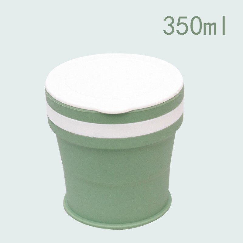 170/270/350ml Folding Silicone Draagbare Siliconen Telescopische Drinken Inklapbare koffie cup vouwen silica cup met Deksels reizen: 350ml Green