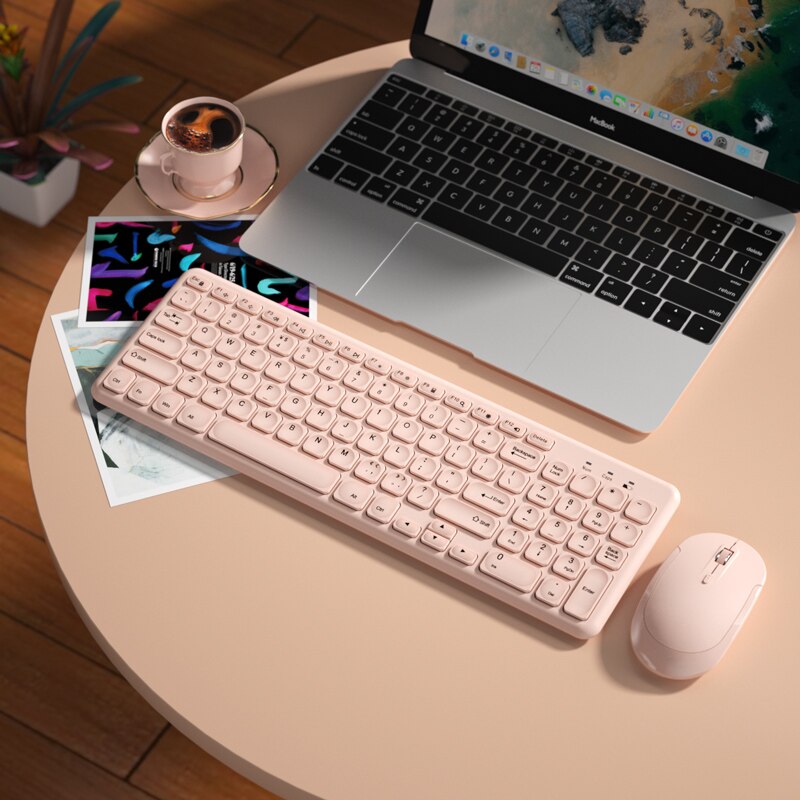 2.4G Draadloze Gaming Toetsenbord Muis Set Voor Macbook Xiaomi Draadloze Magic Toetsenbord Muis Gamer Combo Computer Toetsenbord Pc Gamer: Pink Set