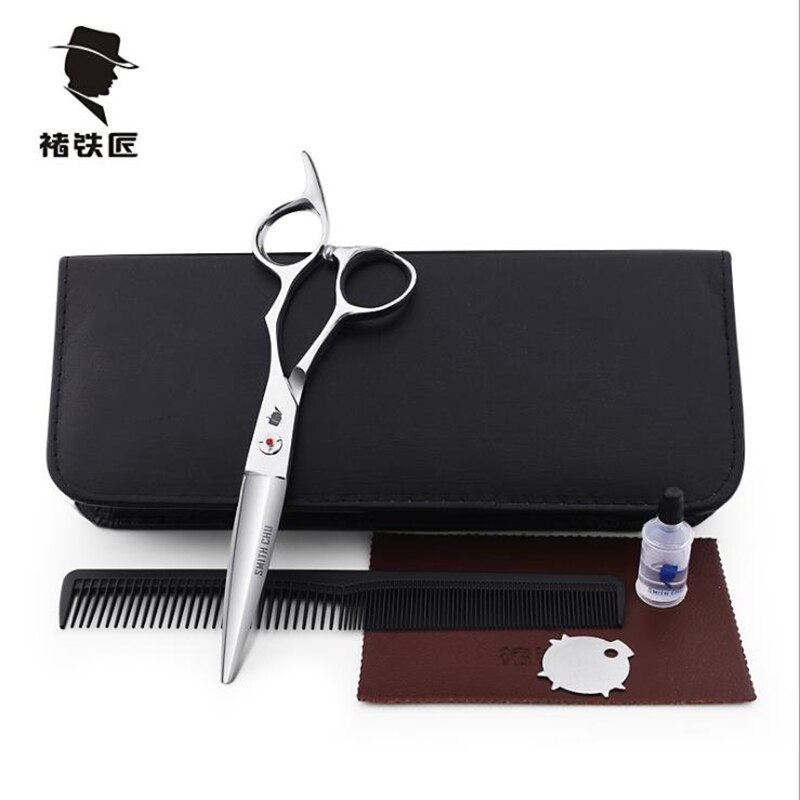 Smith Chu 6 Inch Professionele Kappers Schuiven Schaar Enkele Blade Japanse Wilg Blad Schaar Vet Schaar Kromgetrokken