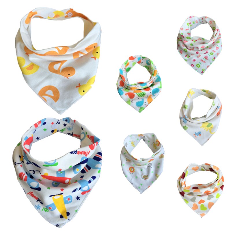 6pc/Lot Bibs Burp Cloths Baby Bandana Feeding Triangle Stuff Comfort Cotton Waterproof Bib