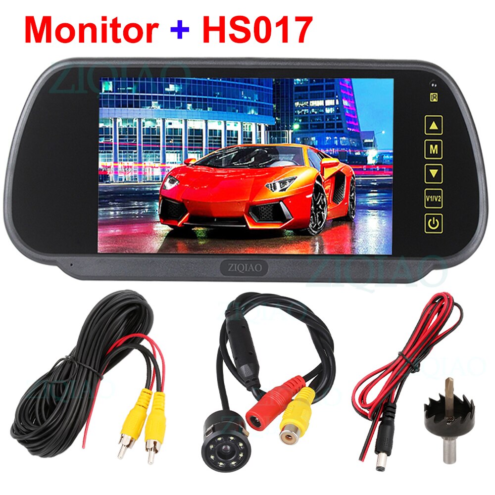 ZIQIAO 7 pouces TFT LCD kit de voiture miroir surveille moniteur de vue arrière de voiture: P07-HS017