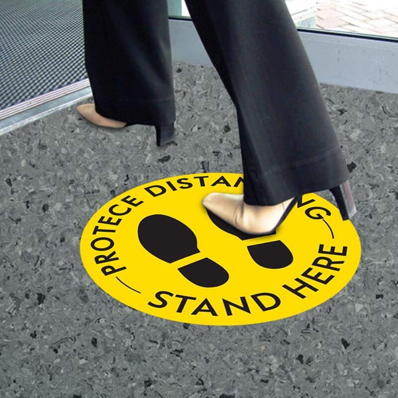 10Pcs Anti-Slip Sociale Distantiëren Floor Decal Sticker Ronde Sticker Voeten Vloer Teken Voor Outdoor Winkel Floor