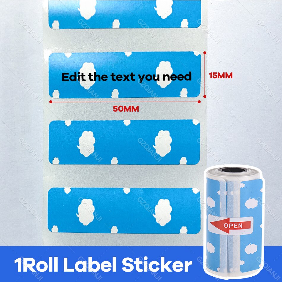 Thermal Label Printer Notes Paper Roll White Color Sticker for Photo Printer 57*30mm Peripage A6 A8 Paperang P1 P2 Poooli Print: 1 sky clouds Label