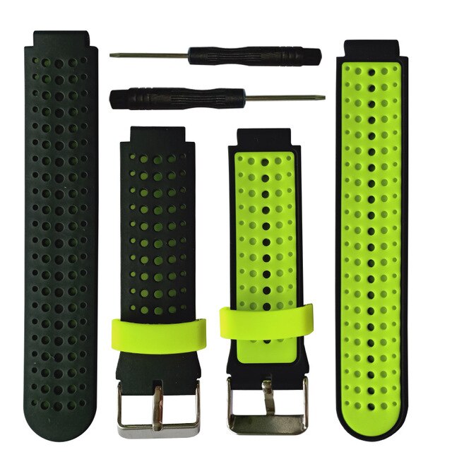 Silicone Replacement Belt Wrist Band Watch Strap for Garmin Forerunner 220 230 235 630 620 735 Approach S20 S5 S6 Smart Watch: Black Green