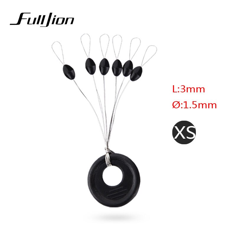 Fulljion 10 stks/partij Vissen Bobber Float 6 in 1 Zwart Rubber Ovale Stopper Ruimte Bean Connector Vislijn Visgerei Accessoires: XS1