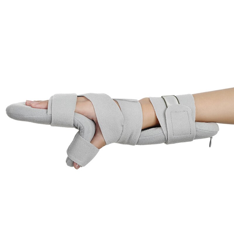 Vaste vingercorrector functionele fractuurrevalidatie hand polsspalk immobilisator verstelbare rustcorrector grijs vast: Rechterhand