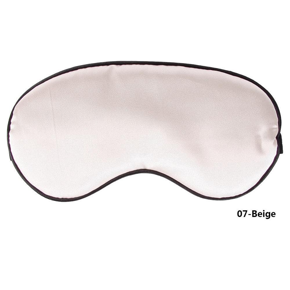 1Pcs Pure Zijde Sleep Rest Eye Mask Gewatteerde Shade Cover Travel Relax Aid Blinddoeken 10 Kleuren Normaal Eyeshade #245327: Beige