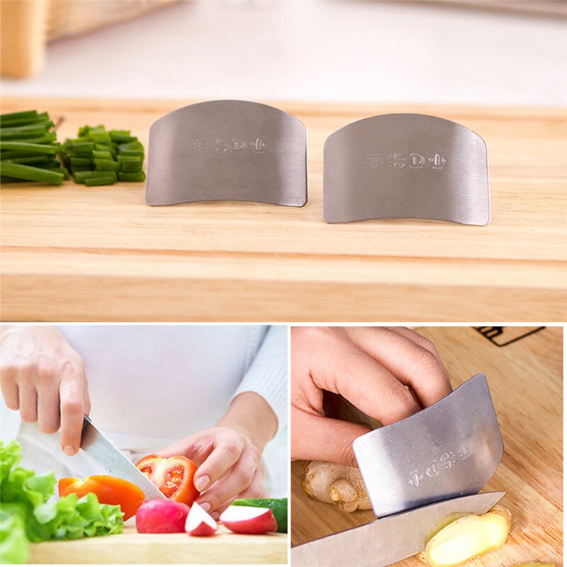 Praktisk køkkenartikler hugge fingerbeskytter rustfrit stål skære grøntsager fingervagt køkken tilbehør