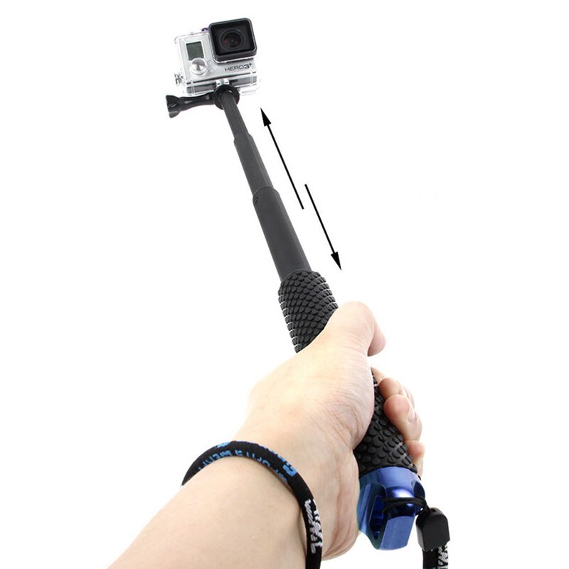 OOTDTY 1 Set Polo extensible Mini Selfie palo impermeable Monopod azul para GoPro héroe 4/3/3 +/3