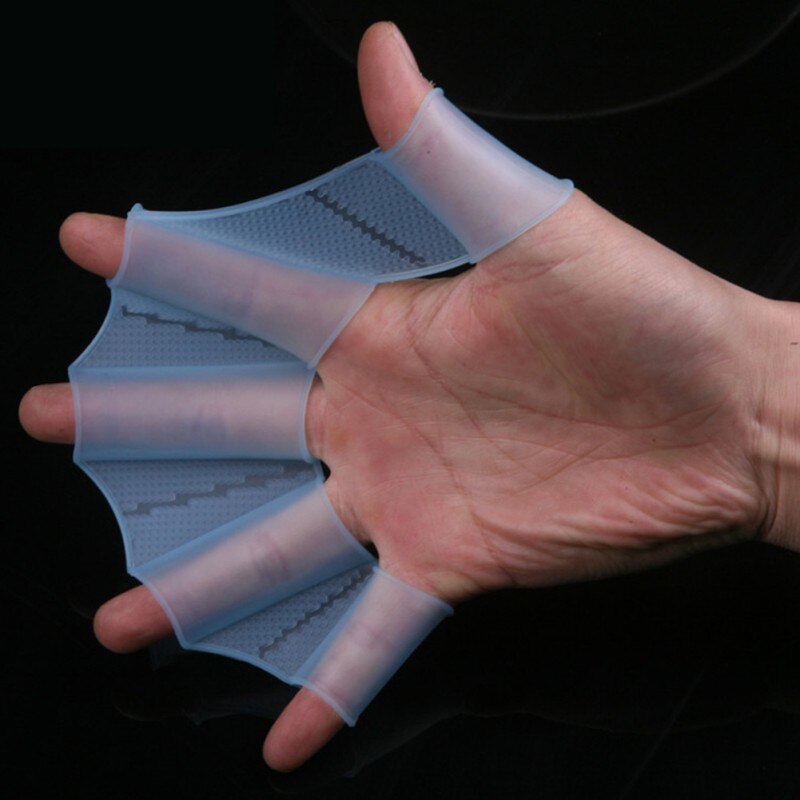 Aletas de mano de rana nadadora, fajas de silicona, guantes con correas para los dedos, paleta para principiantes, conjunto de 2 piezas de entrenamiento