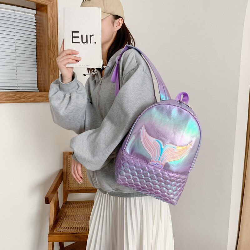 Frauen rucksäcke Meerjungfrau aufbringen Holographische Rucksack Reise PU Leder Holographische Rucksack Schule Taschen