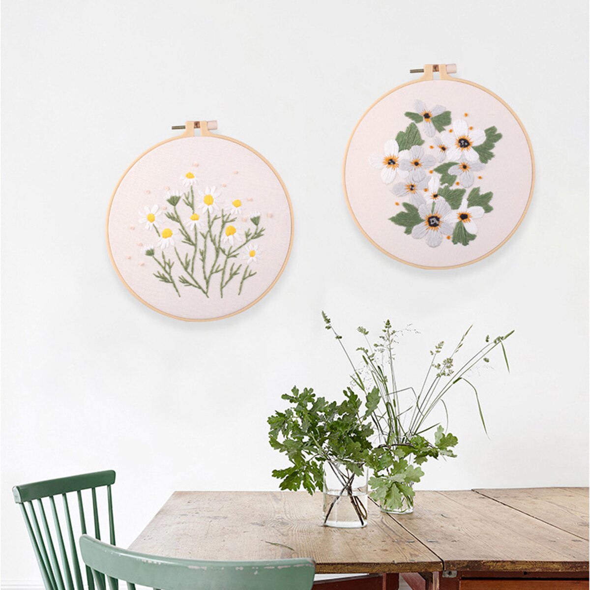 Diy broderi växter körsbärsträd handarbete handarbete för nybörjare korsstygnssats band målning broderieram heminredning
