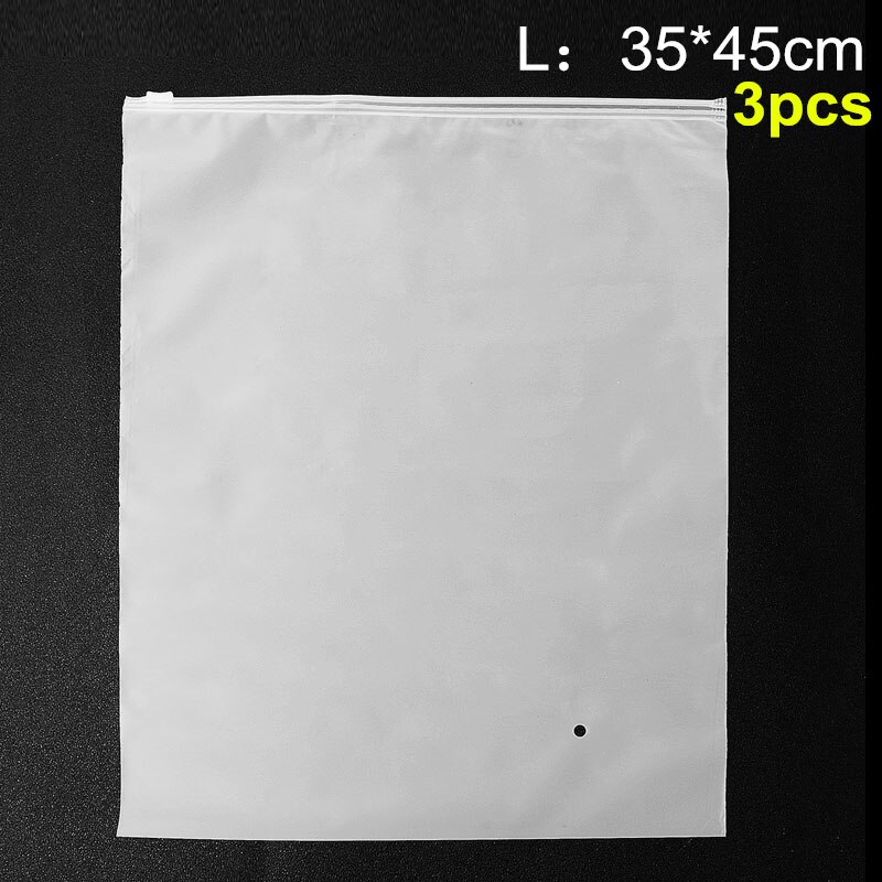 Bolsa de almacenamiento de plástico transparente mate, 3 uds., bolsas de viaje con cierre de cremallera, para embalaje de ropa, organizador de zapatos, 3 tamaños: 3pcs large
