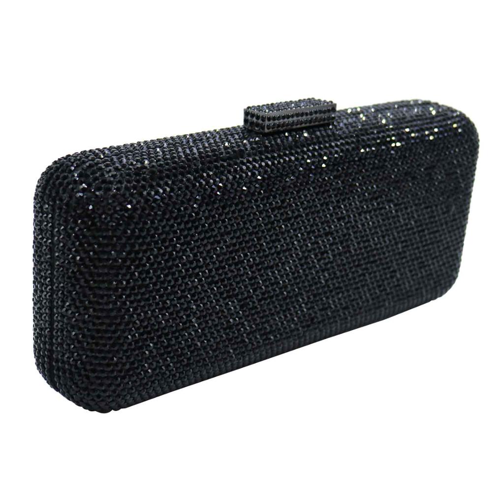 Luxury Crystal Rhinestone Evening Clutch Bags for Bridal Prom Evening Party Crystal Box Clutch Black Evening Bag: Black