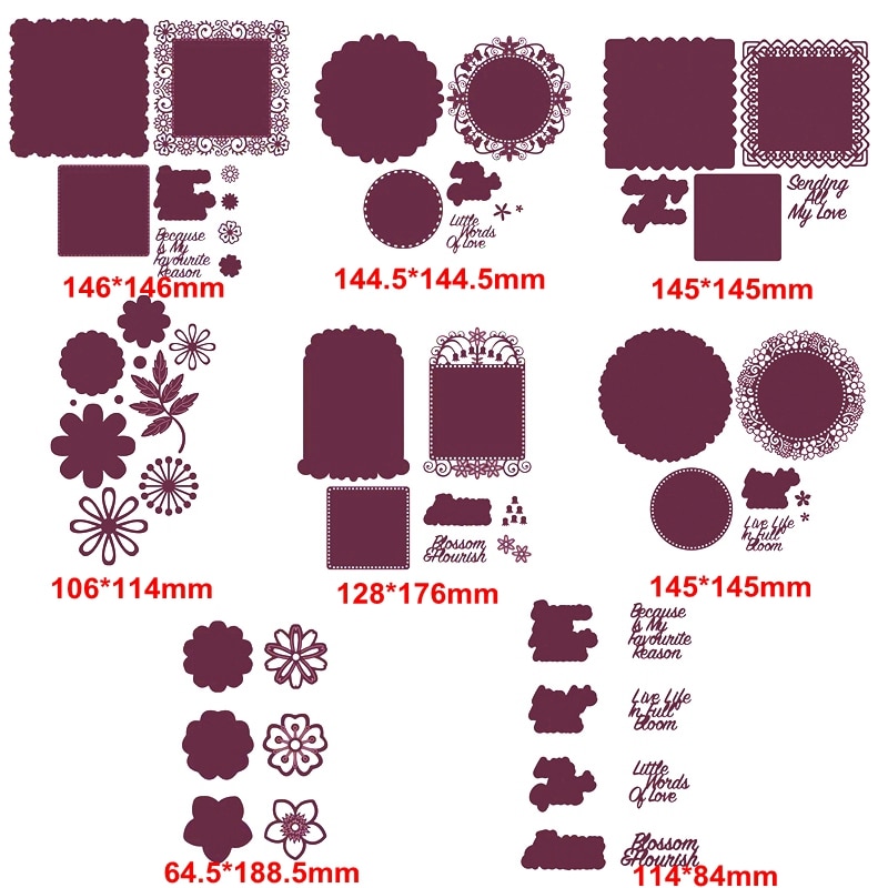 Flowers Border Frames Metal Cutting Dies Flowers&Frames Die Cuts For Card Making DIY Scrapbooking Embossed Crafts Cards