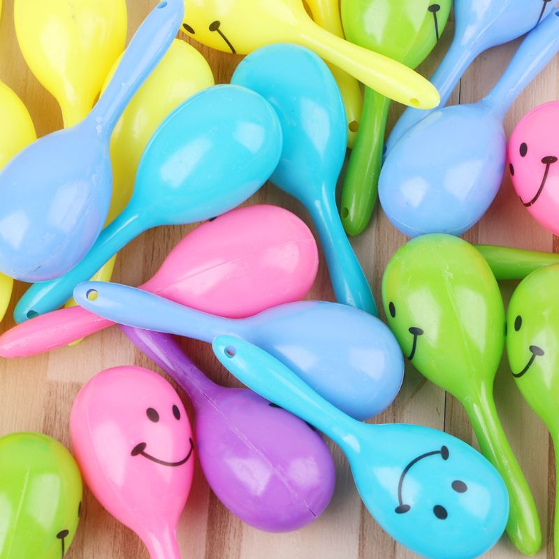 24pcs 3&quot; Smiling Face Neon Maracas Fiesta Party Supplies Party Favors Noisemaker Mexican Party Decorations