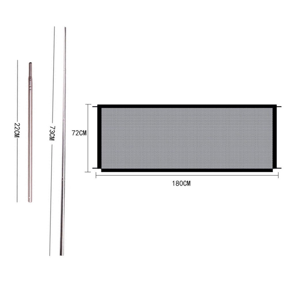 Puerta de seguridad para perros, valla de malla ingeniosa para interior y exterior, cercas de barrera para mascotas, suministros para mascotas: 180X72CM