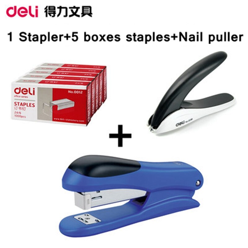 [ReadStar]Deli 0305 Mini economy stapler 20 papers capacity match 24/6-26/6 staple inlude 1xstapler+5 boxes staples +Nail puller