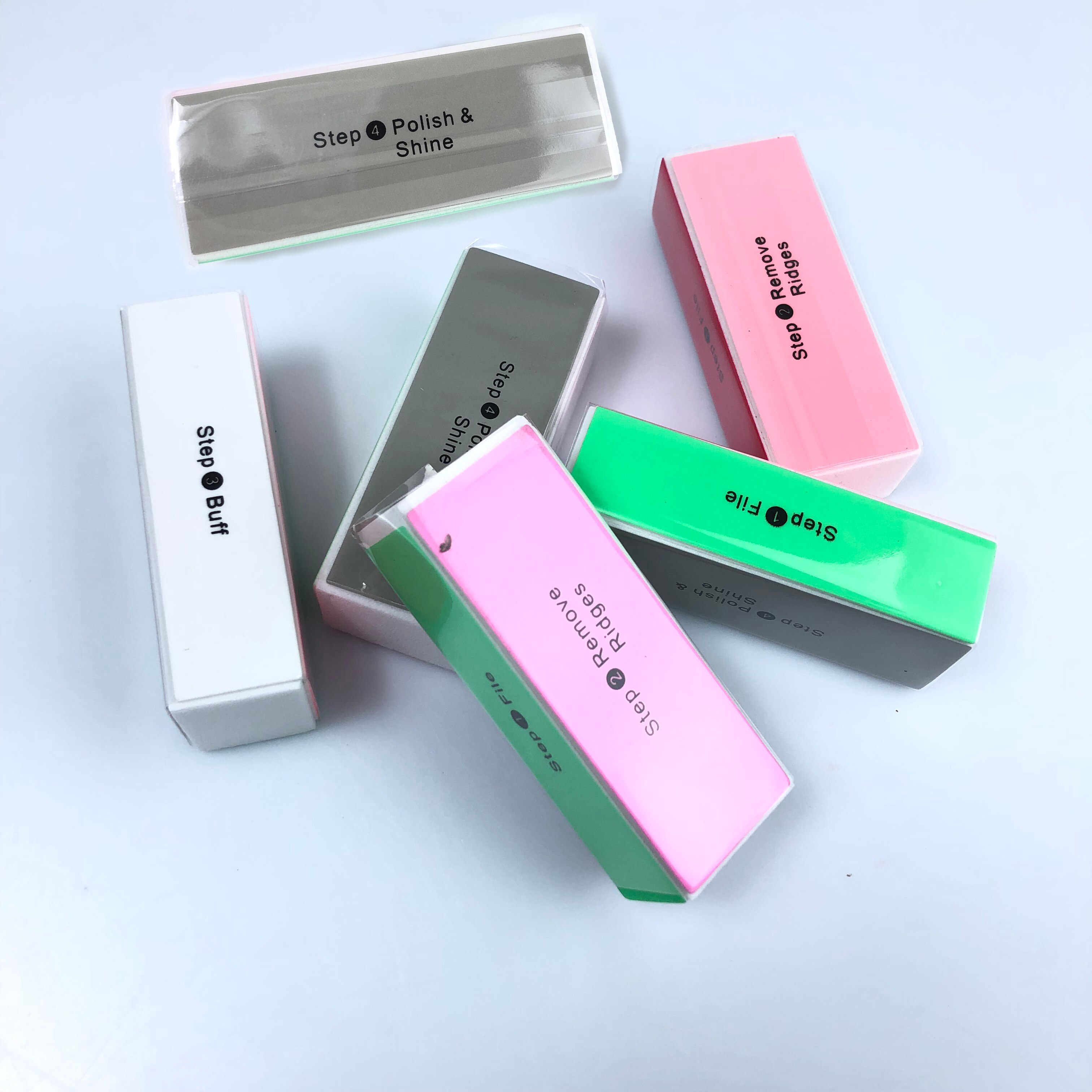 Lima pulidora de uñas de 4 pasos, bloque de pulido de lijado, pulidor de uñas de colores, herramientas para el cuidado de uñas y pedicura,: 6 pcs