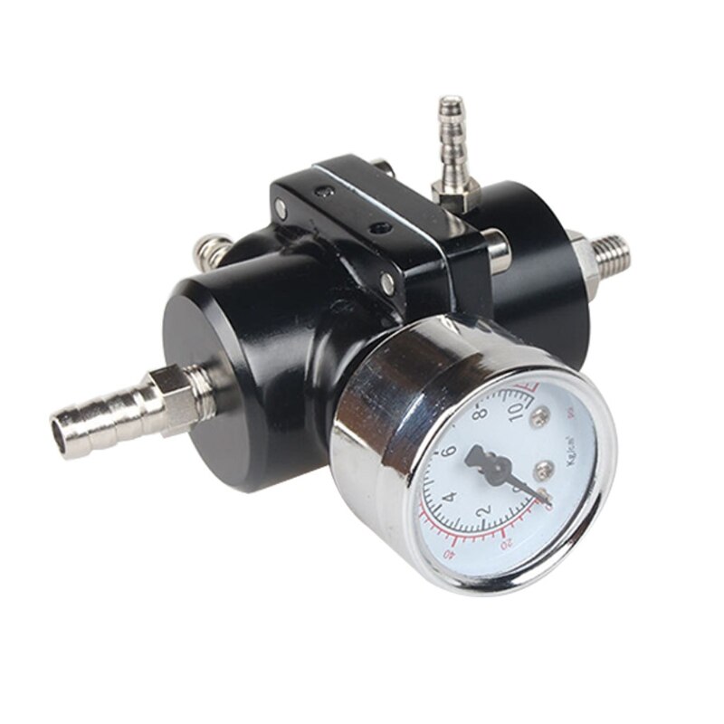 EPMAN-jdm Universal 0-140 PSI Adjustable Fuel Pressure Regulator FPR /Gauge Red Blue Silver Black EP-FPR003: Black