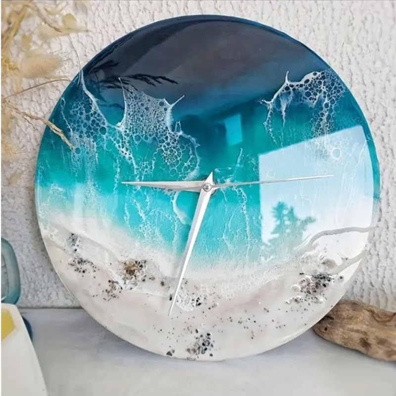Grand plateau rond XL profond de 14 pouces, moule d'horloge de Table en Silicone brillant pour moulage de résine époxy bricolage