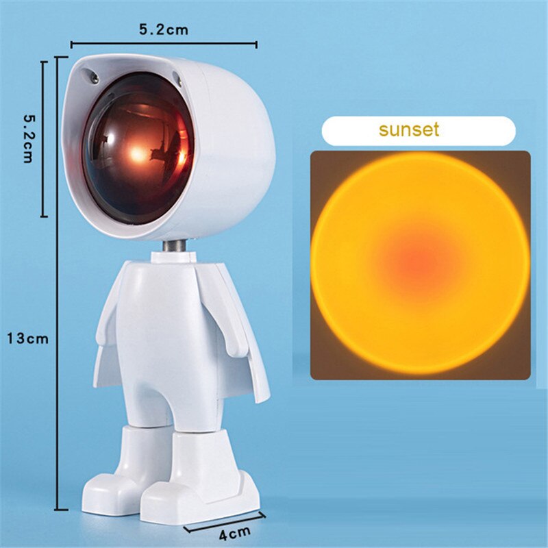 De Zon Nooit Sets Projector Lamp Robot Zonsondergang Projectie Nachtverlichting Zonsondergang Lamp Projector Led Night Verlichting Sfeer Licht: White sunset