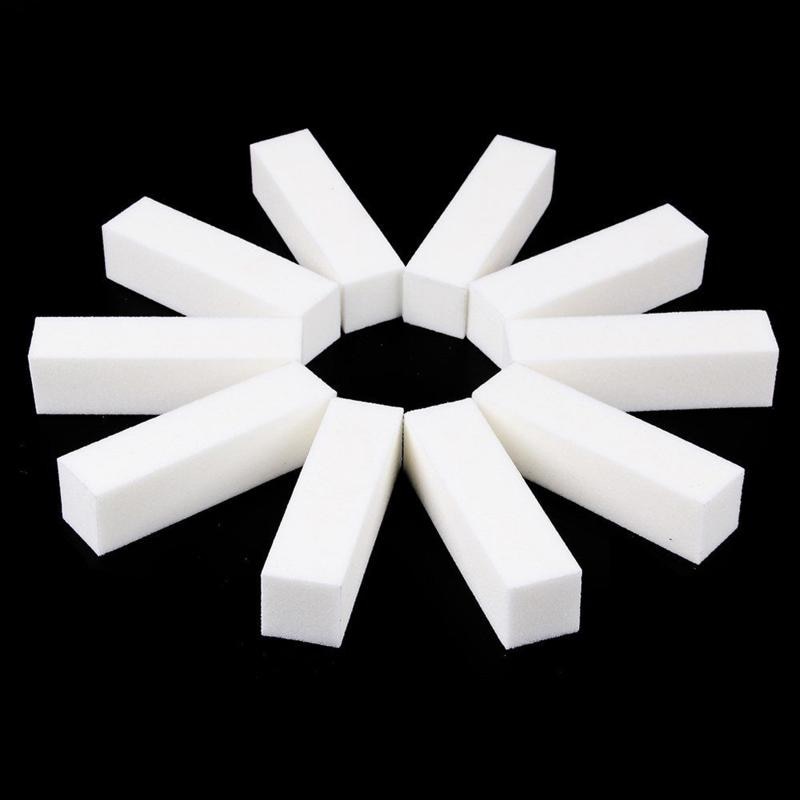 Esponja blanca para limar uñas, bloque de tope de lijado acrílico para manicura y pedicura, 1/3/5/10 Uds.