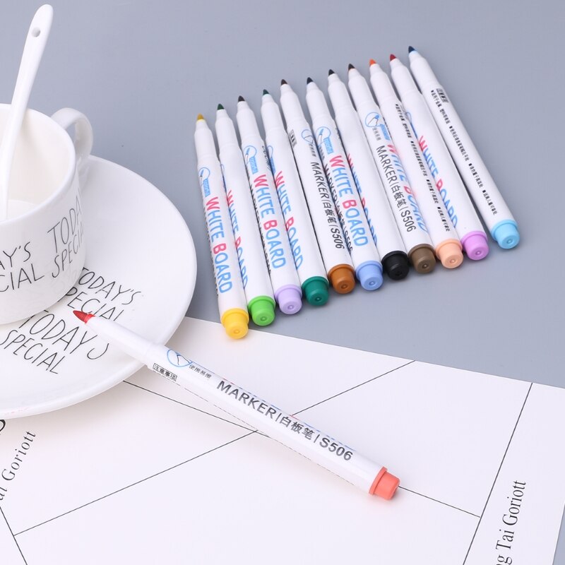 12 Kleuren Uitwisbare Whiteboard Marker Pen Teken Fine Nib Set Levert