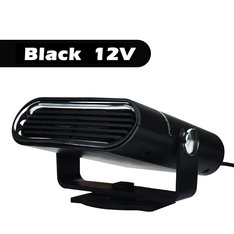 Calentador eléctrico portátil para coche, dispositivo de calefacción de 120W y 12V/24V, con ventilador de refrigeración, Descongelador de viento y nieve, para invierno: Black 12V