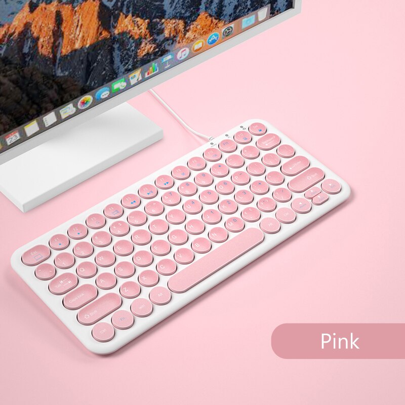 Mini clavier filaire silencieux bouton rond ergonomie clavier de jeu pour Macbook Lenovo Dell Asus HP ordinateur portable clavier Gamer: Pink