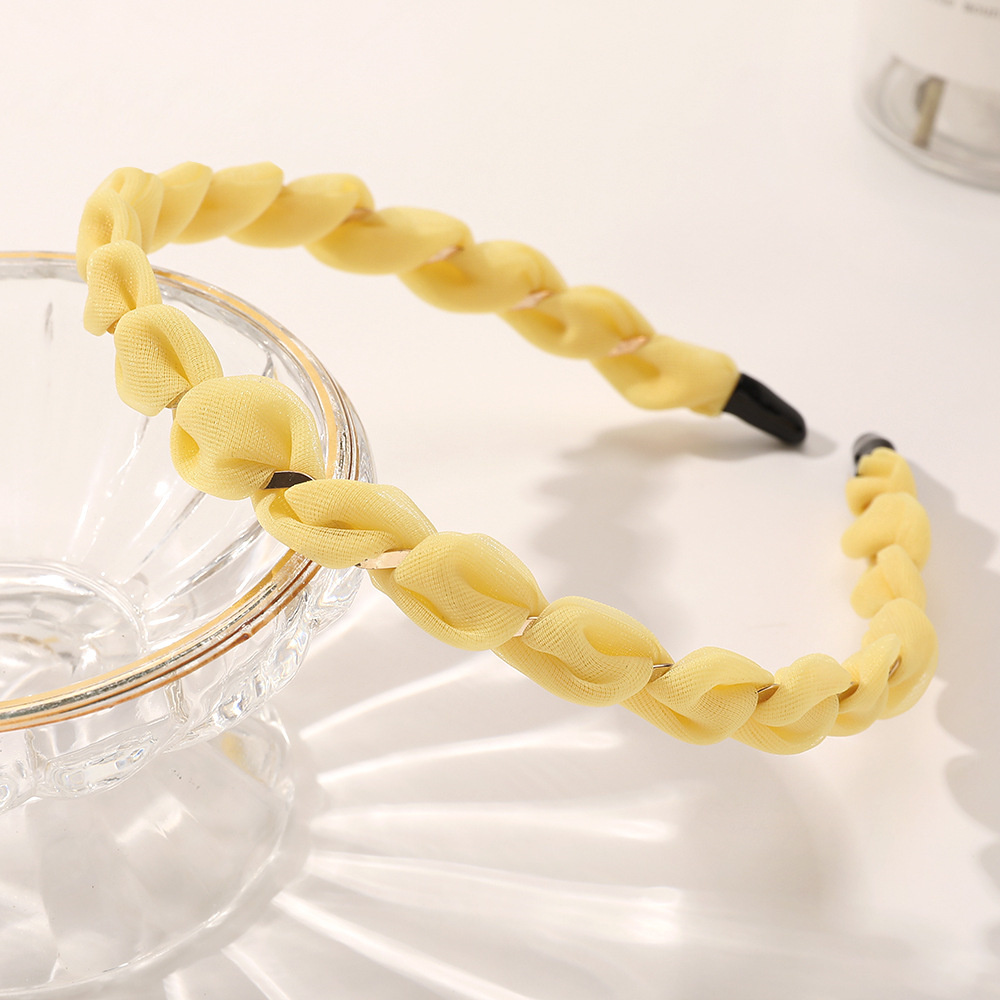 Diademas de Organza para mujer, bandas de aro para el pelo tejidas cruzadas, de Corea, diadema de Metal de Seda brillante, accesorios para el cabello para niñas, turbante: Rojo