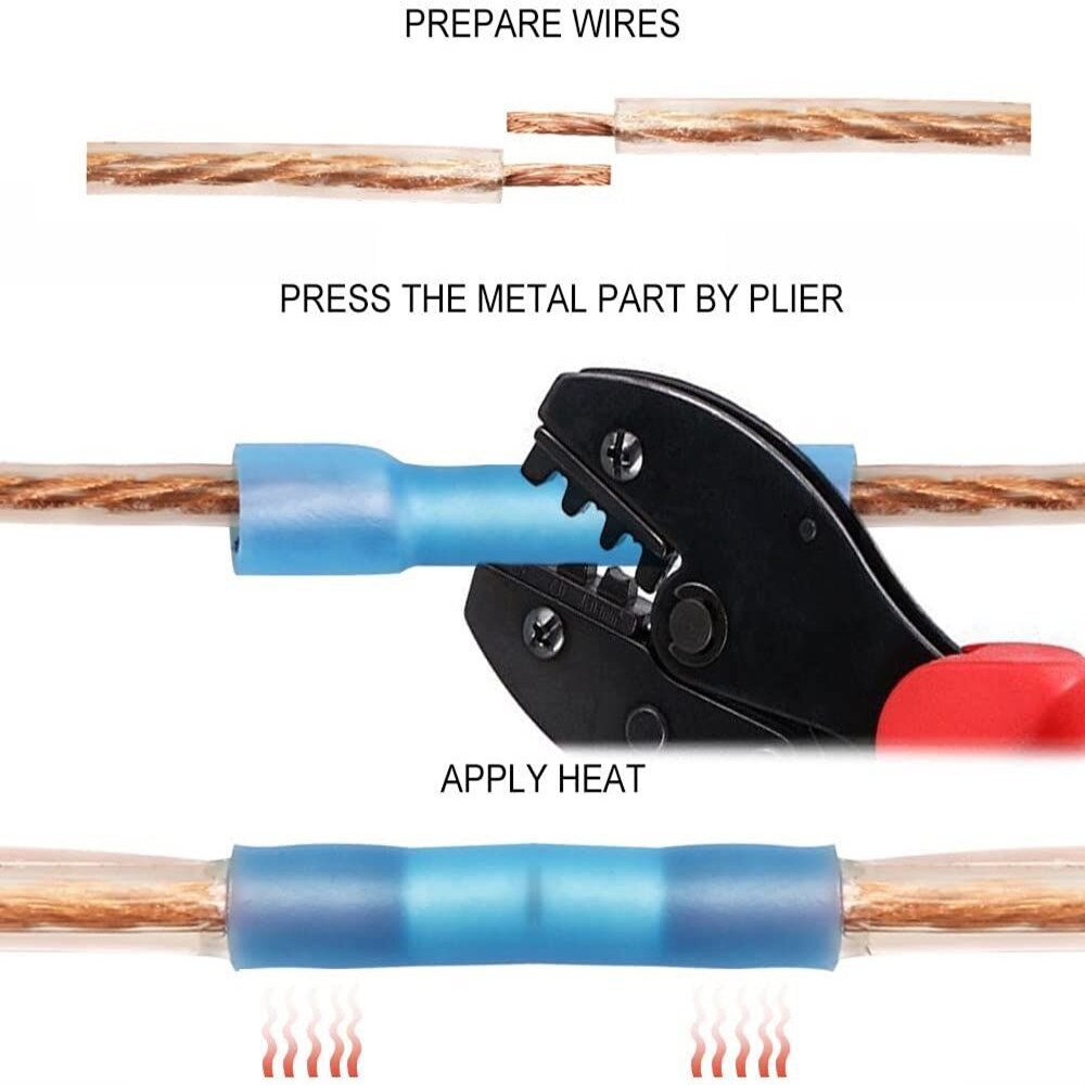 Connecteurs thermorétractables 10-22 AWG, connecteurs à sertir étanches pour câbles, connecteurs bout à bout, jeu de connecteurs à souder, 200 pièces