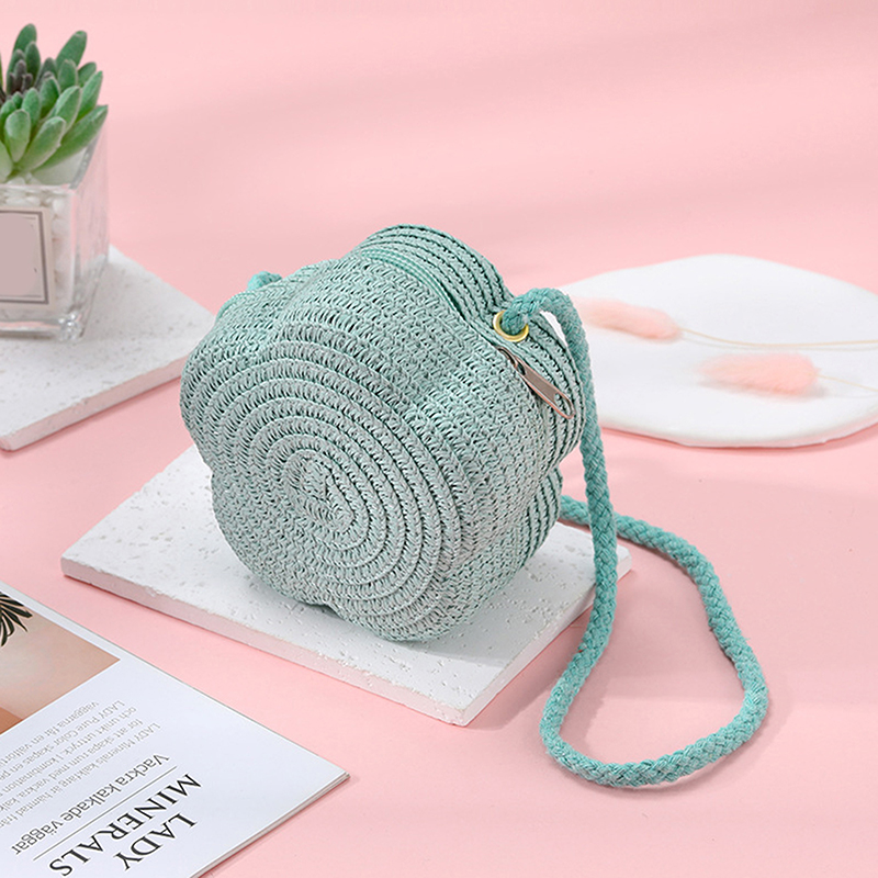 Handgemaakte kinderen meisjes schoudertas bloem stro babytassen messenger bag kinderen sleutels portemonnee schattige prinses mini handtas: Clear