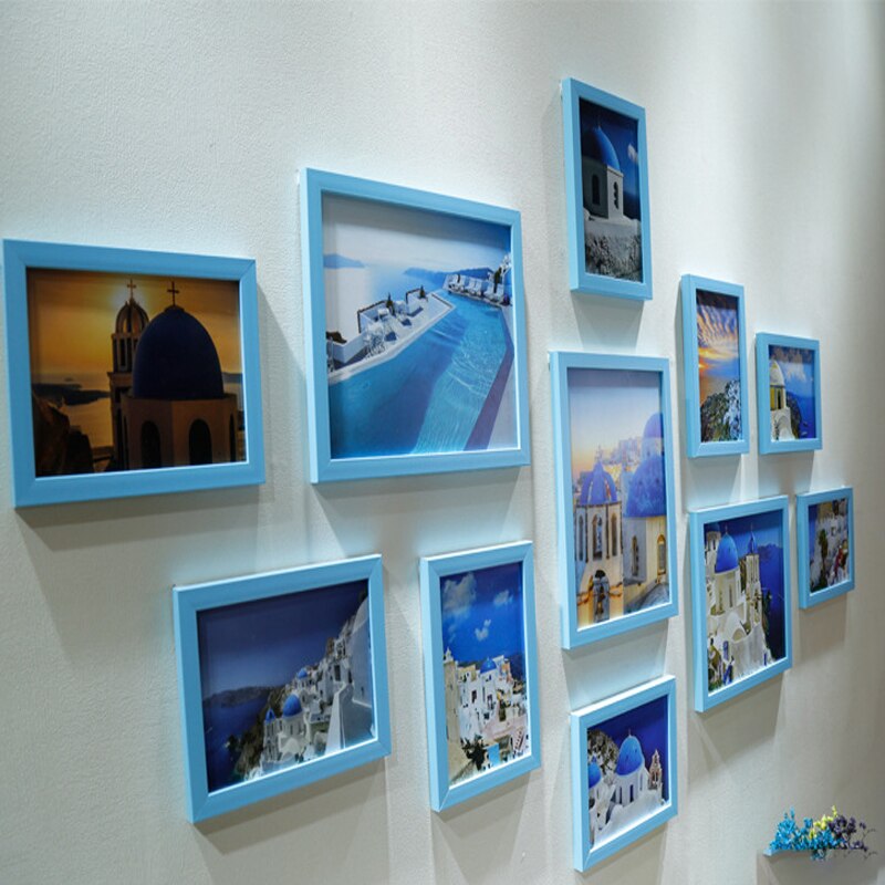 Juego de marcos de fotos para colgar en la pared decoración de pared para pasillo, dormitorio, sala de estar, arte moderno, decoración del hogar, 11 Uds.: Blue