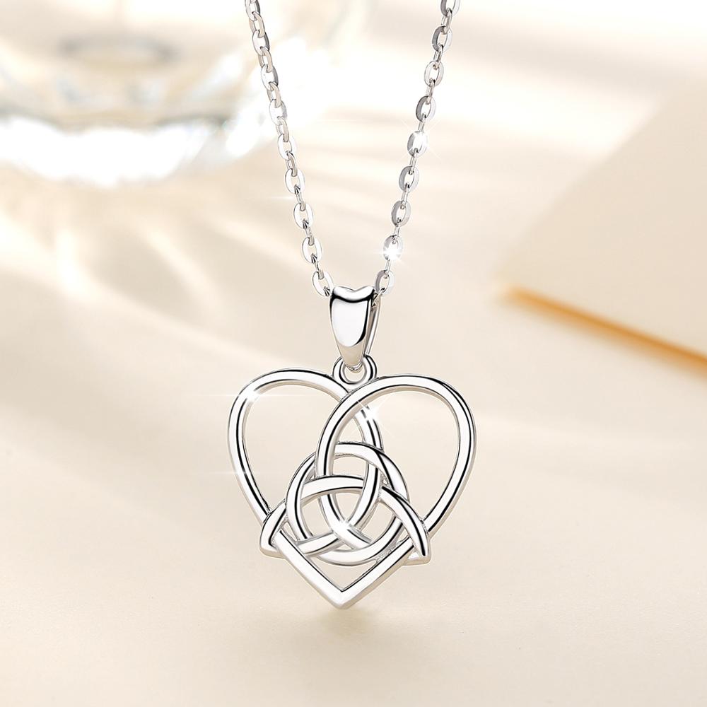 EUDORA 925 Sterling Silver Celtic knot Pendant trinity knot Necklace good luck Jewelry For Lady girl Year D115