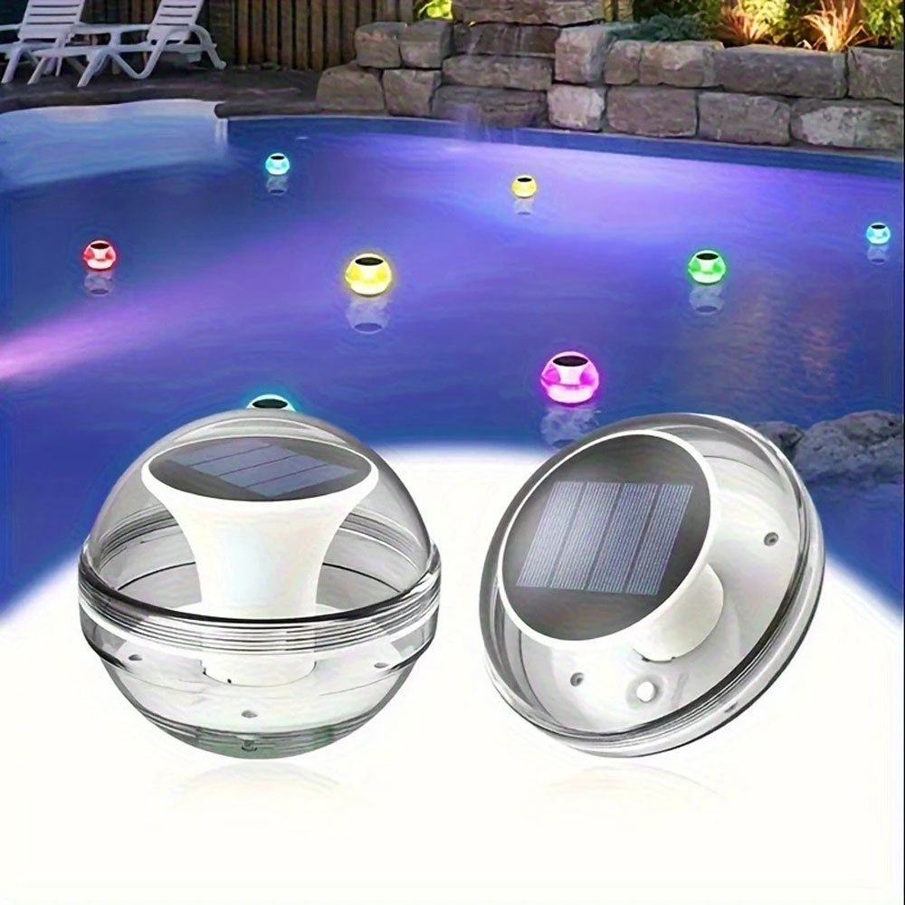 Led-solar-schwimmlampe für pools, solarbetrieben, wasserdicht, leuchtet und zeigt drei beleuchtungsmodi.: Weiß