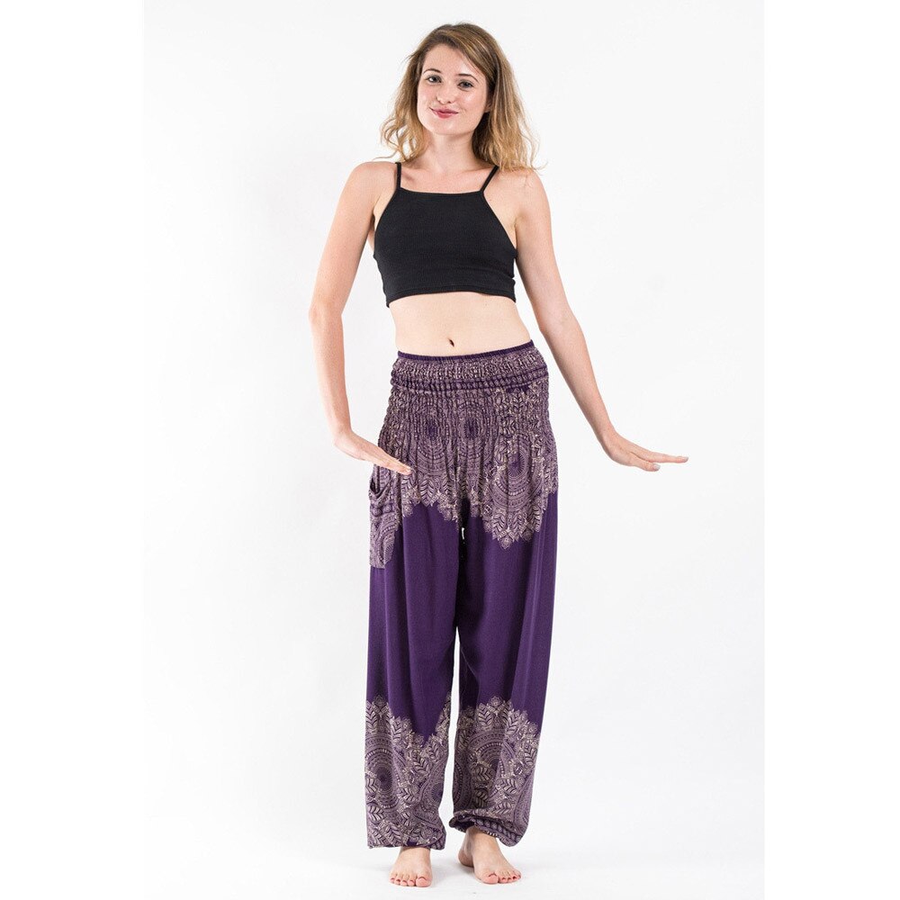 Vrouwen Casual Losse Yoga Broek Broek Indian Multicolor Baggy Boho Aladdin Jumpsuit Harembroek Naadloze Leggings Harembroek: Purple 