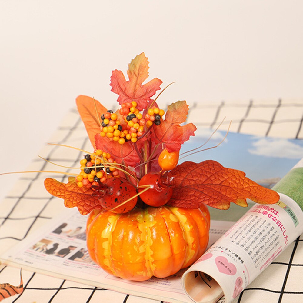 Artificial Pumpkins Maple Leaf Dried Flowers Pomegranate Table House Autumn Fall Harvest Thanksgiving Halloween Decoration