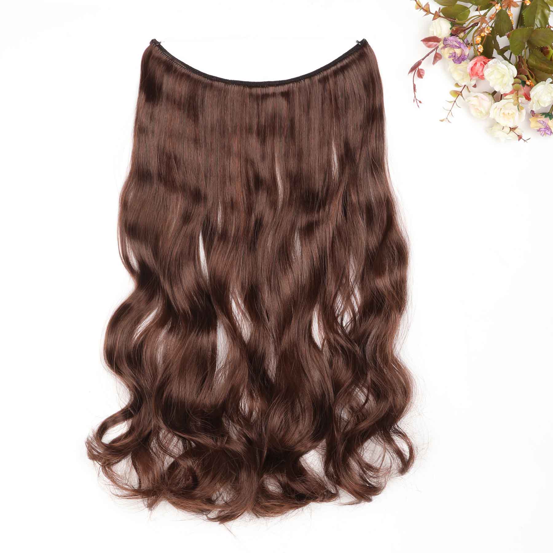 24 pouces vague Halo Extensions de cheveux Invisible Ombre Bayalage synthétique naturel secousse caché Secret fil couronne gris rose