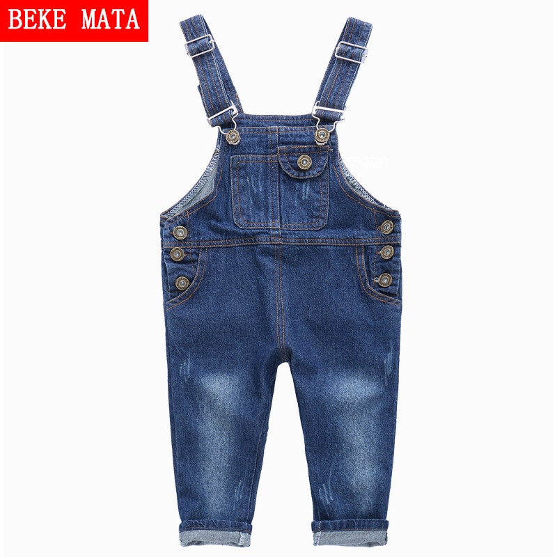 BEKE MATA Denim Overall Für freundlicher Herbst Baumwolle Baby Junge Overall Solide Jean freundlicher Overall Mädchen Kind Trousets Für 1-8Y