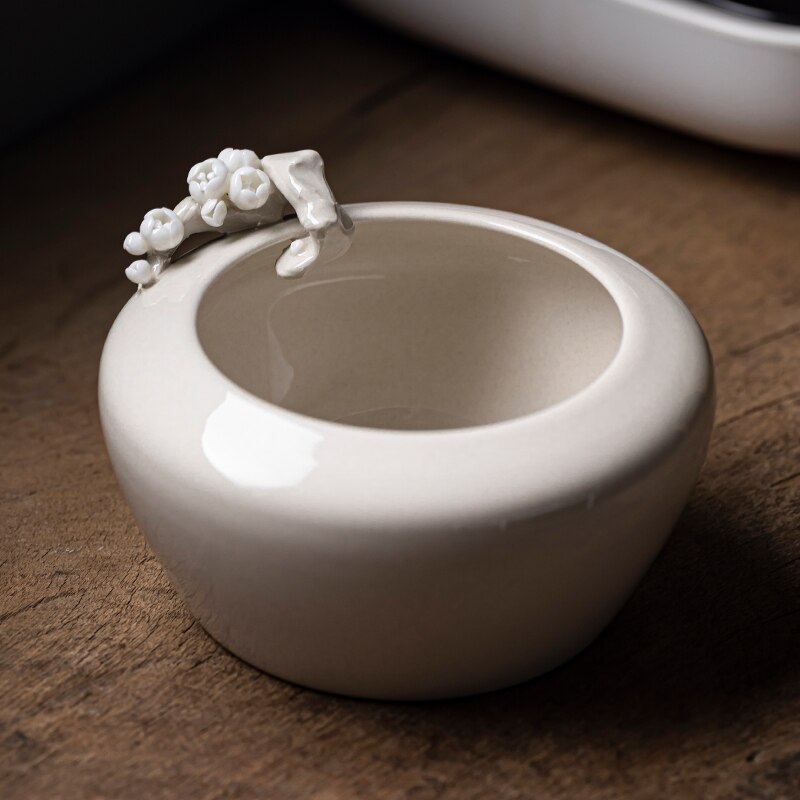 Handmade Pinch Flower Gaiwan Ceramic Tea Cup and Pot Holder Set Kung Fu Tea Set Tea Bowl Chinese Tea Maker Teacup Tea Canister: 10 840ML