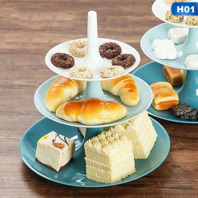 3 Tier Cake Stand Afternoon Tea Wedding Plates Party Tableware Bakeware Plastic Pastry Tray Display Rack Dessert Cake Stand: 01 Small size