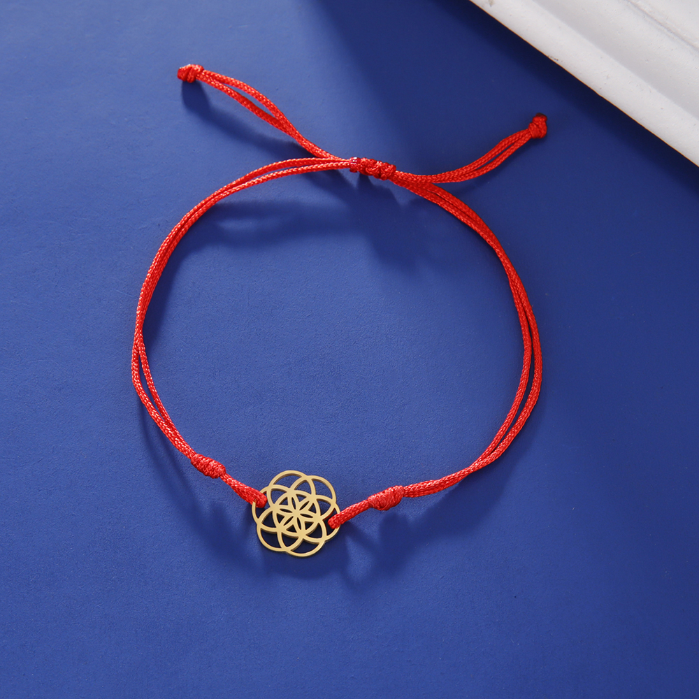 Dawapara-pulsera de semilla de la vida, amuleto de acero inoxidable con símbolo de Yoga, Geometría Sagrada, joyería Kabbalah: COLOR ORO ROSADO