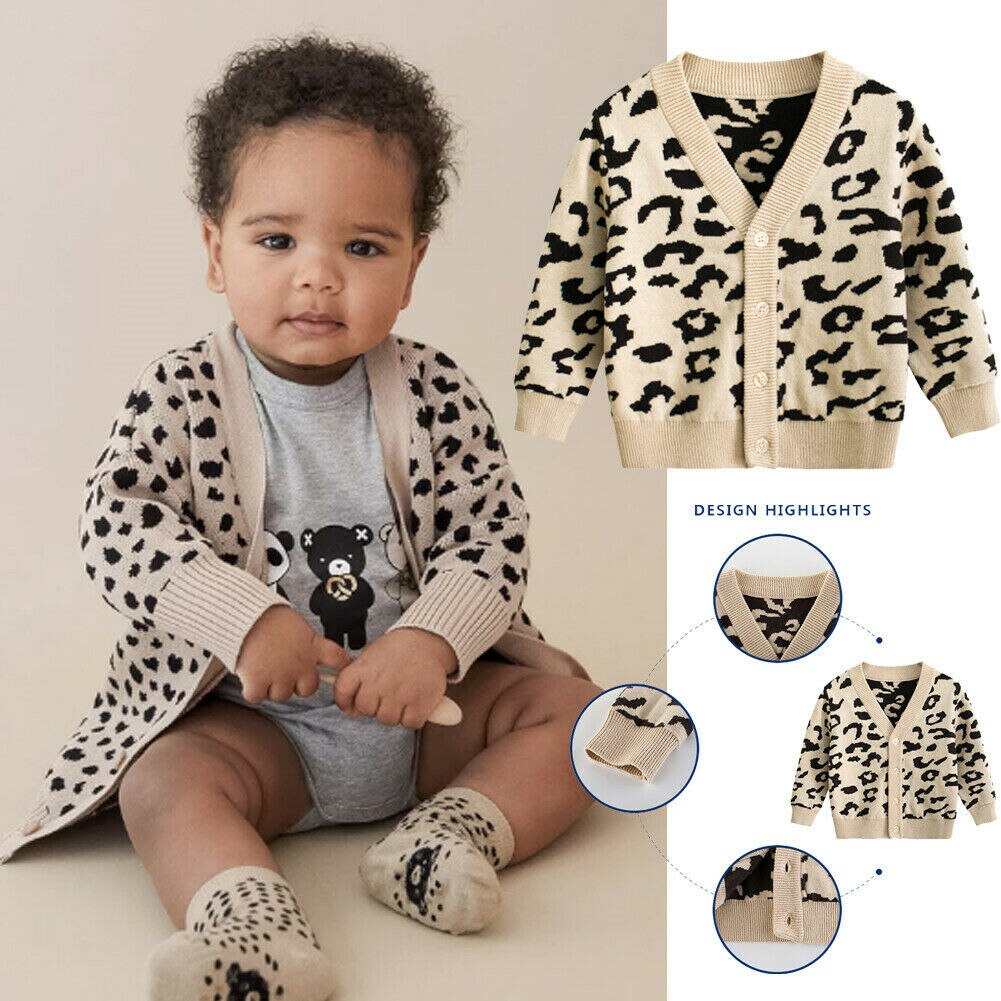 Baby Kids Girl Tops Autumn Coat Cotton Sweater Long Sleeve Knitted Cardigan