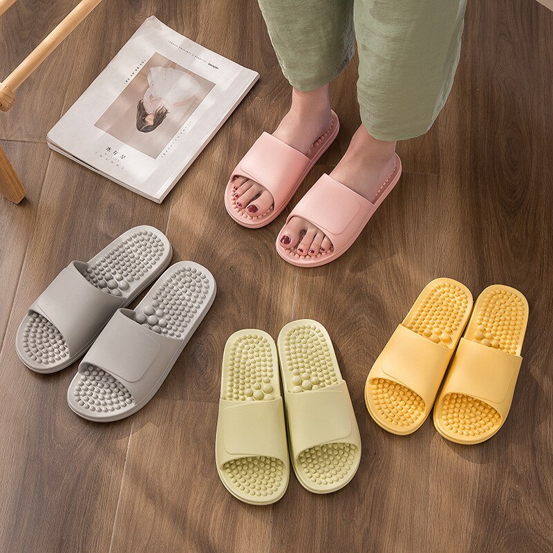 Massage Slippers Female Acupoint Foot Massage Shoes Home Soft Bottom Bathroom Non-Slip Bath Men&#39;s Breathable Wear-Resistant
