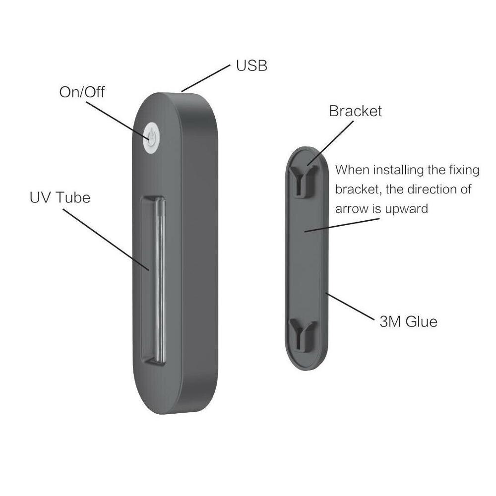 Genopladelig uv sterilisator lampe desinfektionsstav uv telefon desinficeringsmiddel desinfektionslys til toilet skraldespand for at dræbe bakterier virus
